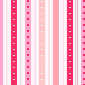 Pink Hearts Star Pin Stripes