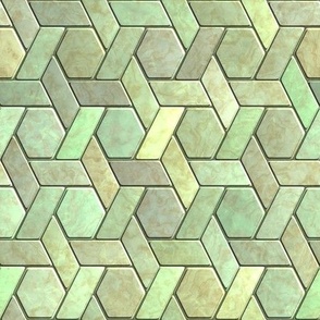 Shimmering Hexagonal Marble Tiles in Spring Green and Mint