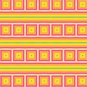 Bright and Cheery Squares and Stripes Geometric Pattern