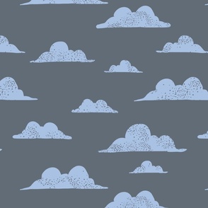 Fluffy Clouds - Gray, Periwinkle Blue - Jumbo Scale