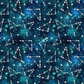 Small Scale Capricorn Constellations and Stars on Teal Galaxy