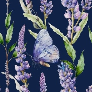 Lavender and Butterfly elegant watercolor design