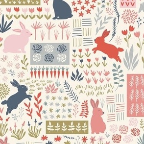 Bunnies in the garden-medium