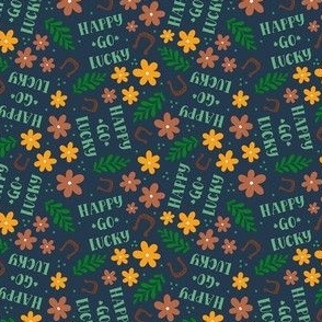 Small Scale Happy Go Lucky Floral on Navy