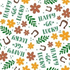 Medium Scale Happy Go Lucky Floral on White