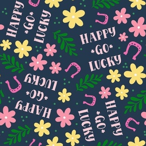 Large Scale Happy Go Lucky Floral on Navy