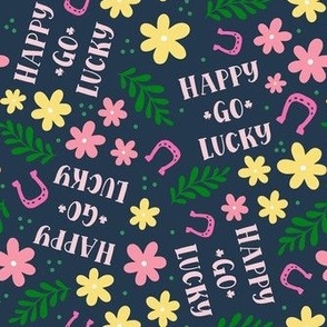 Medium Scale Happy Go Lucky Floral on Navy