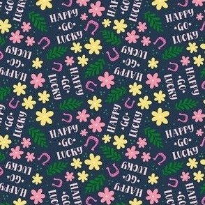 Small Scale Happy Go Lucky Floral on Navy