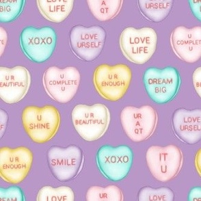 self love candy hearts - purple