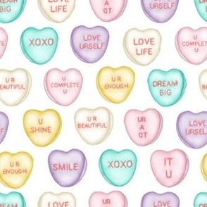 self love candy hearts - white