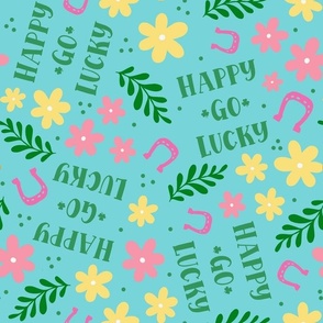 Large Scale Happy Go Lucky Floral on Blue