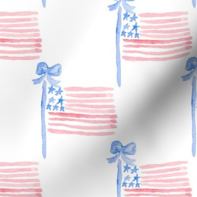 Grandmillennial Independence day 4th of July Watercolor American Flags