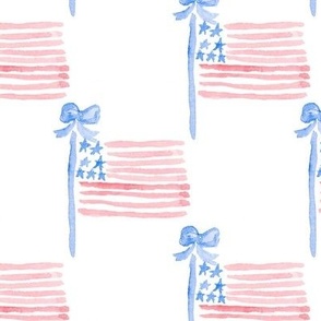 Grandmillennial Independence day 4th of July Watercolor American Flags