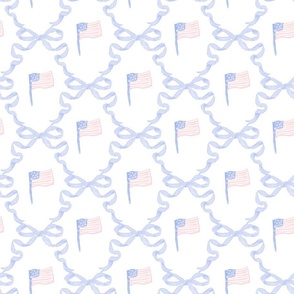 Grandmillennial Independence day 4th of July Watercolor Flags & Ribbonerie