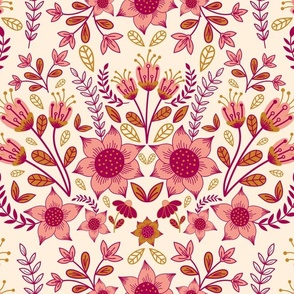 Enchanted - Midnight Garden Floral - Ivory + Pink + Magenta
