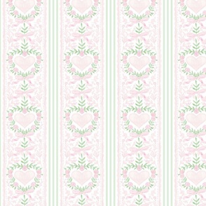Valentine's Day Grandmillennial Watercolor Pattern Stripes Bows Hearts