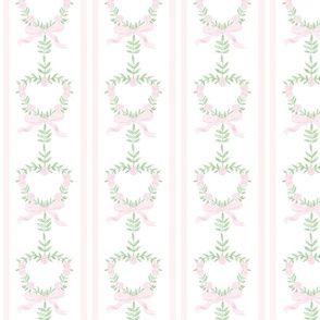 Valentine's Day Grandmillennial Watercolor Pattern Roses Stripes Bows