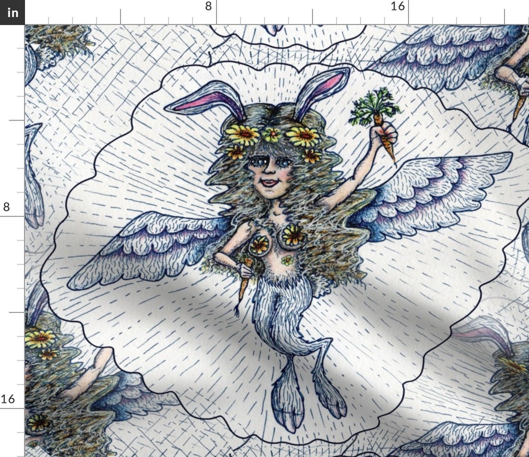 2023 Chinese year of the rabbit:  the rabbit fairy, jumbo large scale, indigo blue peach pink white yellow orange green brown novelty feminine girls asian spring