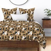 Woodland Forest "M" Moose Block Print in Black Brown White / Large Scale / Two Way