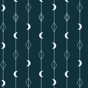 Crescent Moon Geometric - Dark Navy Blue - Large Scale