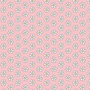 Little daisies on pink - 1/2  inch