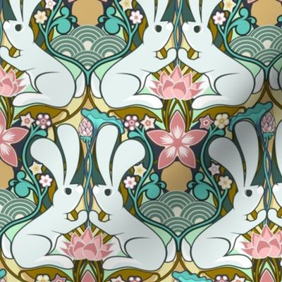 Rabbits and Lotuses Art Nouveau - Small