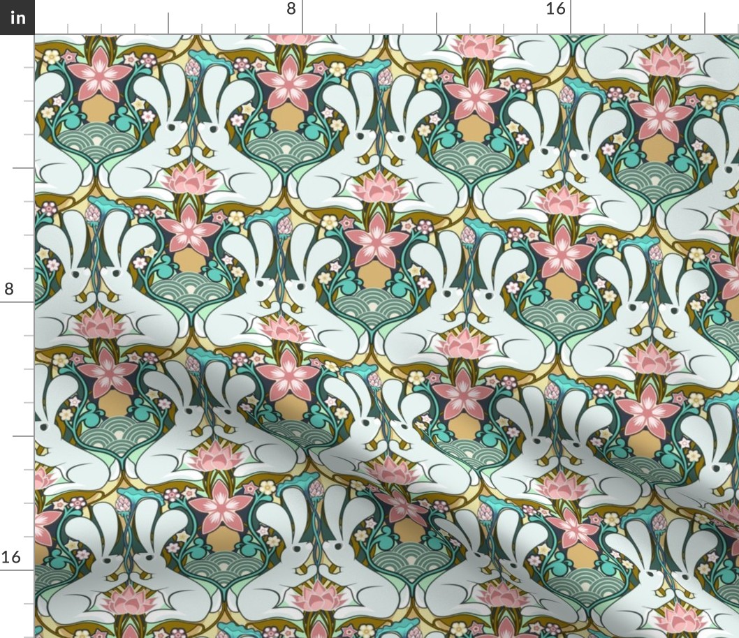 Rabbits and Lotuses Art Nouveau - Small