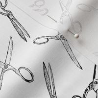 Line Drawings of Vintage Scissors, Black on White
