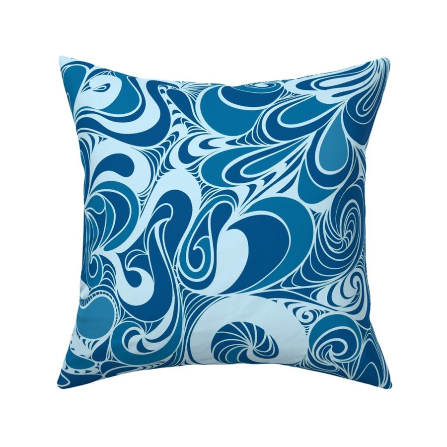 Splash - Blue and white wavy  swirly pattern