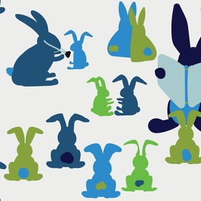 Modern  Playful Bunny Rabbits Playroom Blue - Green