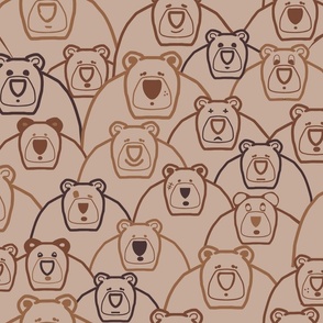 (L) Bear Faces Outlines  - Contemporary Woodland - earth tones 