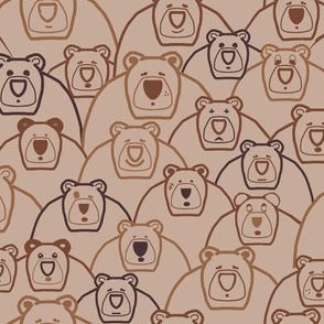 Bears Faces Outline - Cute Animals Modern Bear Mob - Earth Tones - Home Decor Quilting - earth tones - 10.5x9"