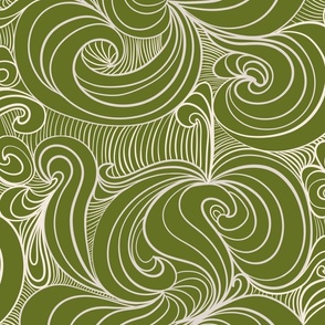 Swirly abstract in Avocado Green