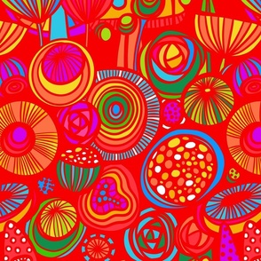 Abstract Botanicals - Rainbow Red