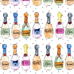 champagne for everybody! - watercolor bottles and confetti for celebrations - painted rose bubbles sparkling wines a143-2-2