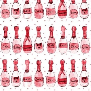 champagne for everybody! in red - watercolor bottles for celebrations - Christmas painted rose bubbles sparkling wines a143-2-6