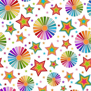 Large Scale Let Your Colors Shine Rainbow Stars and Sunshine on White 