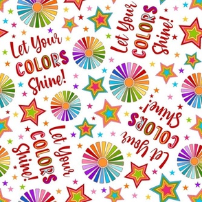Large Scale Let Your Colors Shine Rainbow Stars and Sunshine on White