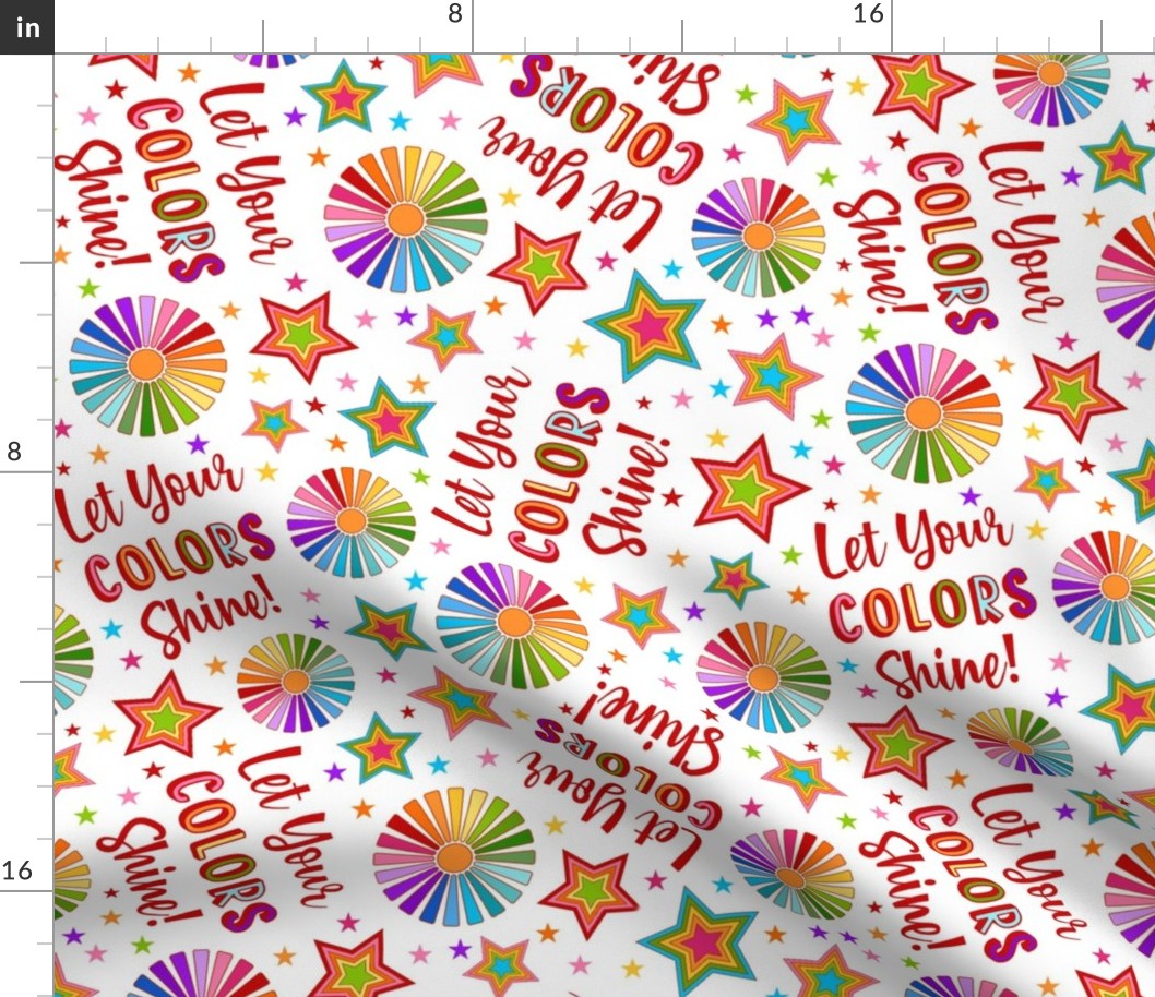 Large Scale Let Your Colors Shine Rainbow Stars and Sunshine on White