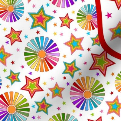 Large 27x18 Panel Let Your Colors Shine Rainbow Stars and Sunshine for Wall Hanging or Tea Towel
