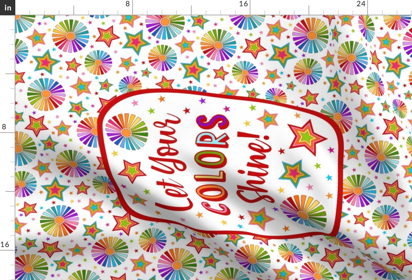 Large 27x18 Panel Let Your Colors Shine Rainbow Stars and Sunshine for Wall Hanging or Tea Towel