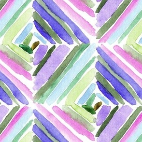 Florence mosaic in lilac and green - watercolor brush stroke abstract geometrical pattern  i985-3