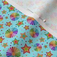 Small Scale Let Your Colors Shine Rainbow Stars and Sunshine on Aqua Blue