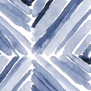 Indigo Florence mosaic - watercolor blue brush stroke abstract geometrical pattern  i985-6