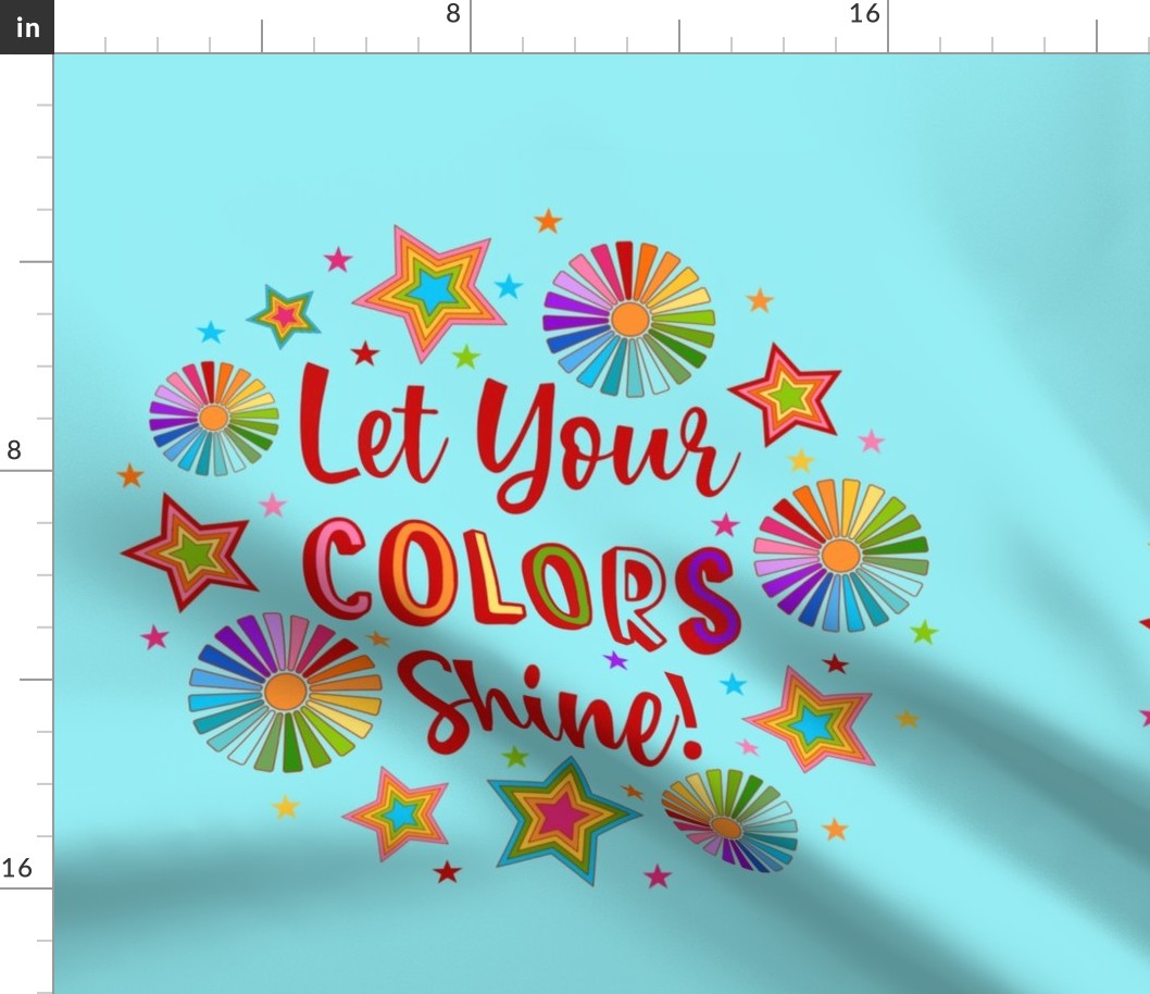 18x18 Panel Let Your Colors Shine Rainbow Stars and Sunshine for DIY Throw Pillow or Cushion Cover