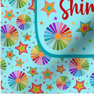 14x18 Panel Let Your Colors Shine Rainbow Stars and Sunshine for DIY Garden Flag Hand Towel or Small Wall Hanging