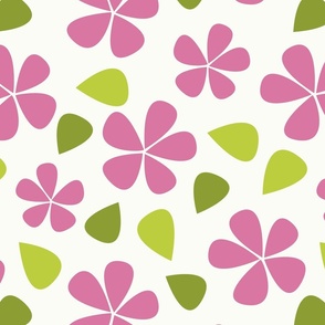 Flowers in Pink on Cream (Large Scale) 