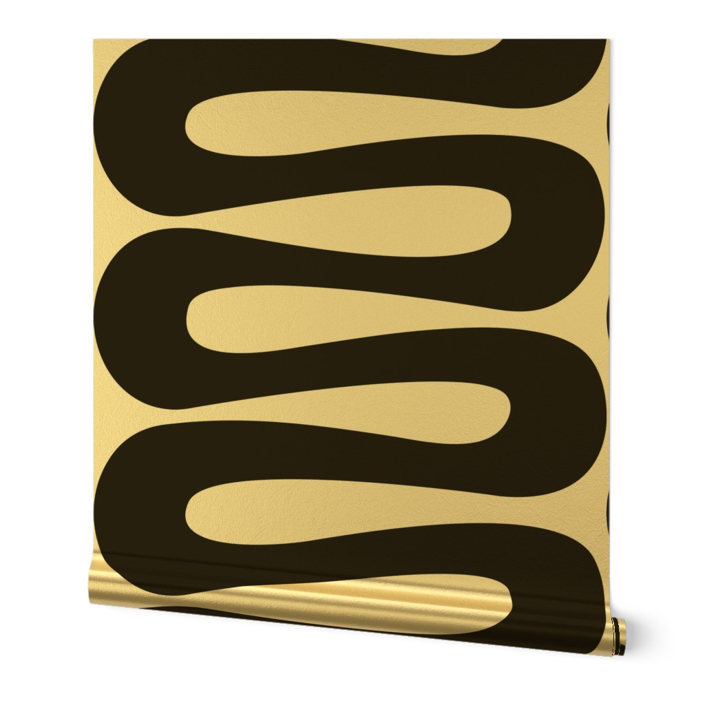 Abstract Mid Century Modern Geometric Curve Stripe in Black and White