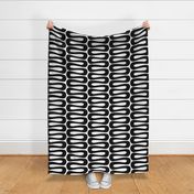 Abstract Mid Century Modern Geometric Curve Stripe in Black and White