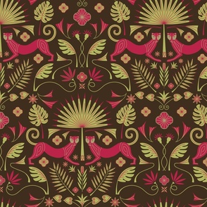 (L) Rain forest damask brown